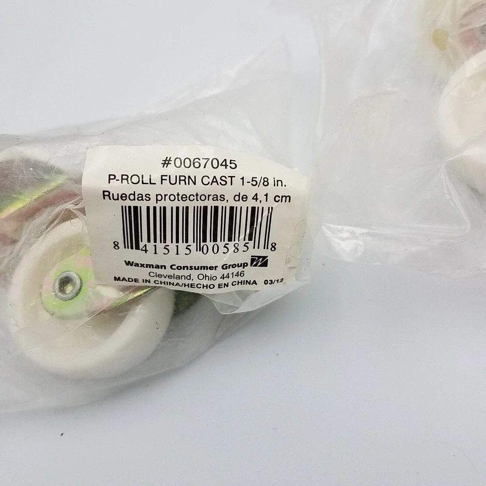Waxman 2-Pack Swivel Roller Furniture Caster 1-5/8 Plate- White Wheel Lot 2 pack